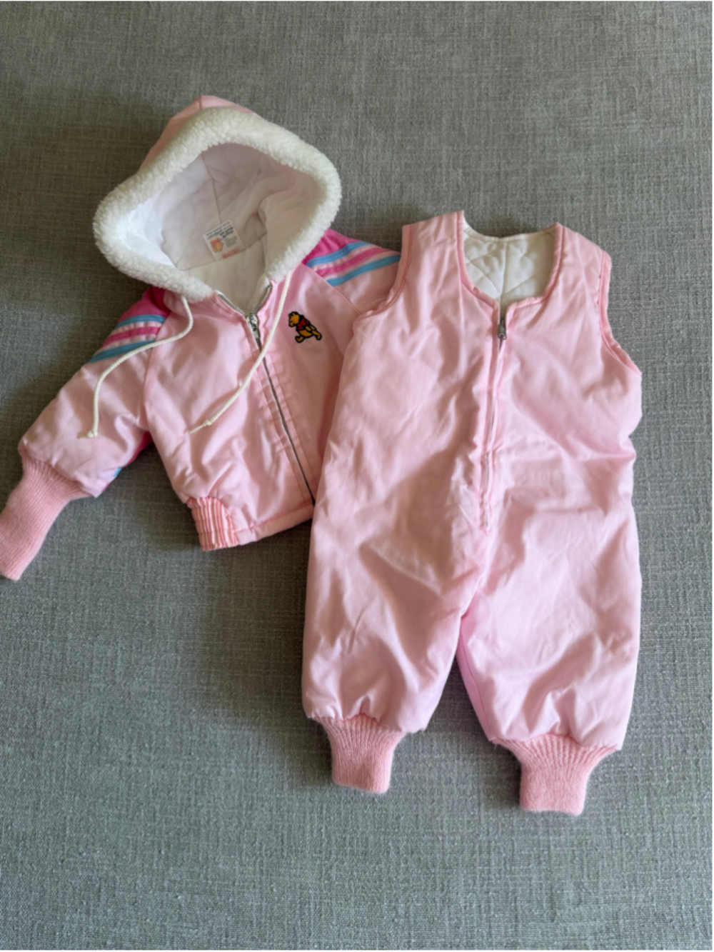 Vintage Winnie the Pooh Disney Sears pink jacket snow pants winter suit small